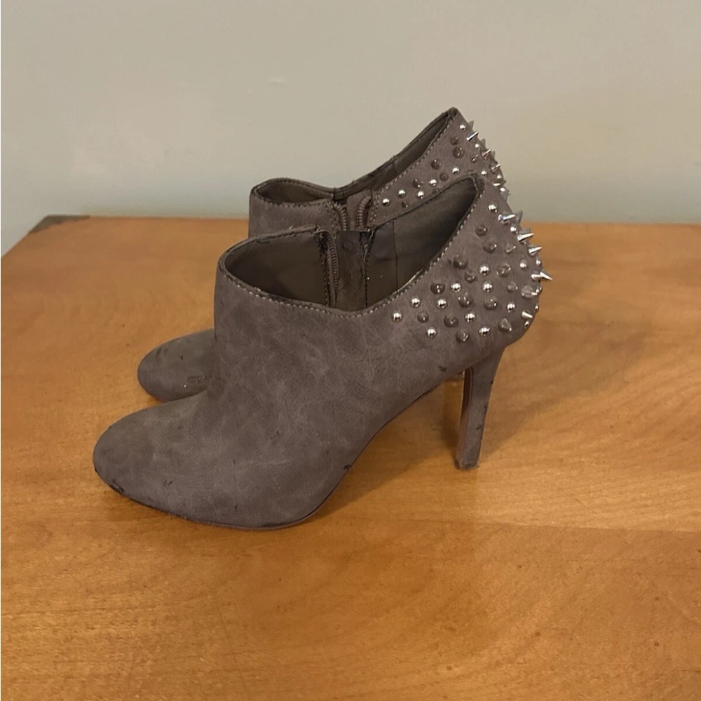 Jessica Simpson Gray Heeled Booties with Studded Detail